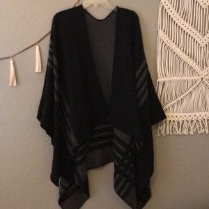 Black and gray reversible poncho